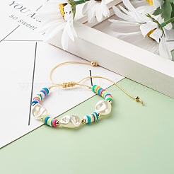 Geflochtenes Perlenarmband aus Imitationsperlen für Mädchen und Frauen&nbsp;BJEW-JB07156
