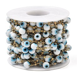 Cadenas de eslabones con cuentas de murano de mal de ojo&nbsp;CHS-G028-04G-06