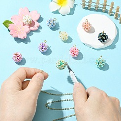 10 pz pendenti di fiori con perline di vetro&nbsp;PALLOY-CJ00109