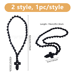 2 collana con ciondolo a croce in cordino intrecciato in poliestere&nbsp;NJEW-DC0001-18