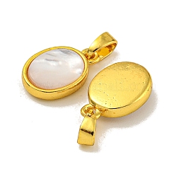 Gestell Beschichtung Messing pflastern natürliche weiße Schale ovale Charms&nbsp;KK-U025-07G-01