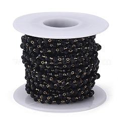 Catene di perline di vetro sfaccettate fatte a mano in ottone&nbsp;CHC-F012-02B