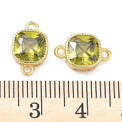 Breloques carrées en laiton pavé de zirconiums cubiques&nbsp;KK-P348-06G-02