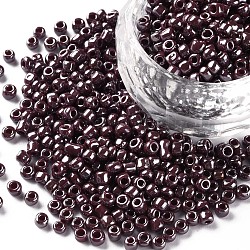 Glass Seed Beads, Opaque Colors Lustered, Round, Indian Red, 3mm, Hole: 1mm, about 10000pcs/pound