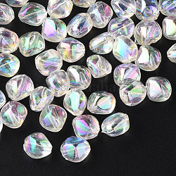 Perles en acrylique transparente, de couleur plaquée ab , pépites, clair ab, 10.5x10x8mm, Trou: 1.6mm, environ 2300 pcs/500 g