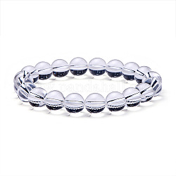 Perles rondes cristal naturel étirer bracelets, Avec des perles de rechange, Fil élastique en fibre et fer à repasser, 51~53mm