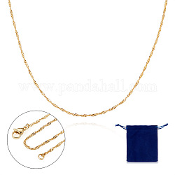 Laiton singapore collier de chaîne, véritable 14k plaqué or, 16.14 pouce (41 cm), Sac 1pc /