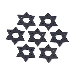 Pendenti in legno verniciato a spruzzo, per gli ebrei, Stella di David, nero, 32x29.5x2.5mm, Foro: 1.2 mm