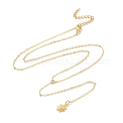 Brass Sun Pendant Lariat Necklace with Cable Chains for Women, Golden, 20.24 inch(51.4cm)