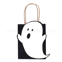 10 pz sacchetti di caramelle di carta fantasma di halloween con manici, bomboniere per sacchetti regalo, rettangolo, nero, 16x8x21cm