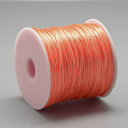 Hilo de nylon, Cordón de satén de cola de rata, naranja oscuro, aproximamente 1 mm, alrededor de 76.55 yarda (70 m) / rollo