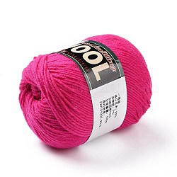 Fil de polyester et de laine pour chapeau pull, Fils de laine 4 brins pour tricoter des fournitures de crochet, cerise, environ 100 g / rouleau