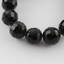 Chapelets de perles en verre transparent, facetté (96 facettes), ronde, noir, 10mm, Trou: 1mm, Environ 72 pcs/chapelet, 26 pouce