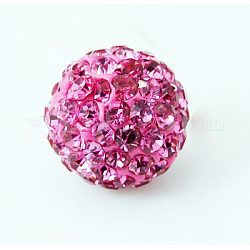 Perles de strass en argile polymère, Perles de boule pavé disco , Grade a, la moitié foré, ronde, rose, pp9 (1.5mm), 1.6mm, Trou: 6mm