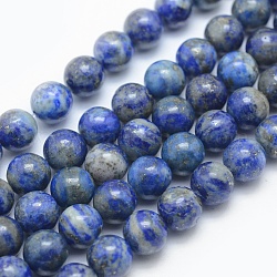 Natural Lapis Lazuli Beads Strands, Round, 8mm, Hole: 1mm, about 48pcs/strand, 15.35 inch(39cm)