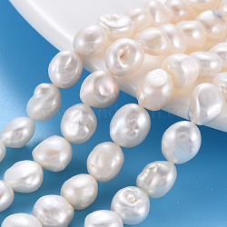 Natural Keshi Pearl Beads Strands, Cultured Freshwater Pearl, Nuggets, Seashell Color, 8~18x7~10x5~8mm, Hole: 0.6mm, about 24~41pcs/strand, 14.96 inch(38cm)