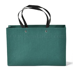 Sacs en papier rectangle, avec poignées en nylon, pour sacs-cadeaux et sacs à provisions, gris ardoise foncé, 29x0.4x19 cm