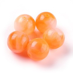 Акриловые бусины из нефрита, круглые, оранжевые, 7.5~8x7 мм, Отверстие : 1.8 мм , около 1900 шт / 500 г
