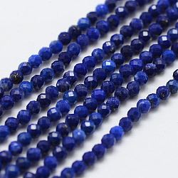 Naturales lapis lazuli de hebras de abalorios, redondo, facetados, aa grado, 2~2.5mm, agujero: 0.5 mm, aproximamente 156 pcs / cadena, 15.3 pulgada (39 cm)