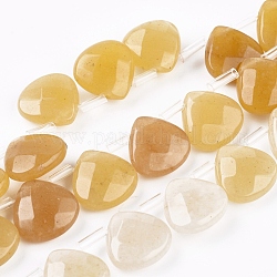 Chapelets de perles jaunes en aventurine naturelle, perles percées, facette, larme, 13x13x5mm, Trou: 0.6mm, Environ 30 pcs/chapelet, 13.98 pouce (35.5 cm)
