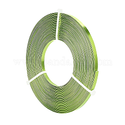 Fil d'aluminium benecreat, fil d'artisanat plat, fil de bande de lunette pour la fabrication de bijoux cabochons, vert jaune, 5x1mm, environ 10 m / bibone 