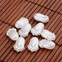 Los abalorios de acrílico de imitación perla de la flor, blanco, 12x8x5mm, agujero: 1 mm, aproximamente 2173 unidades / 500 g