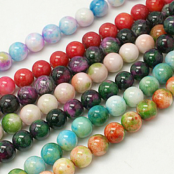 Jade Beads Strands, Natural White Jade, Dyed, Round, Mixed Color, 12mm, Hole: 1.5mm, about 33pcs/strand, 15.7 inch