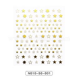 Gold Stamping Nail Art Stickers, Self-Adhesive, for Nail Tips Decorations, Star Pattern, 90x77mm