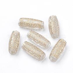 Perles acryliques transparentes, métal doré enlaça, colonne, clair, 21x9x7mm, Trou: 3.5mm, environ 560 pcs/500 g