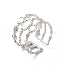 304 fornituras de anillo de puño abierto de acero inoxidable, engaste de anillo con bandeja ovalada y redonda, color acero inoxidable, nosotros tamaño 8 1/4 (18.3 mm), bandeja: 2.6 mm y 2.6x6 mm
