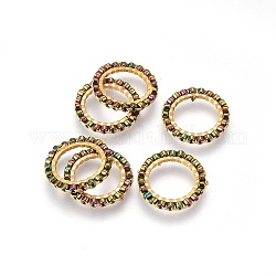 Miyuki & toho perline giapponesi fatte a mano, con 304 anelli di collegamento in acciaio inossidabile, modello telaio, anello, oro, verde oliva scuro, 14.5~15x1.7mm