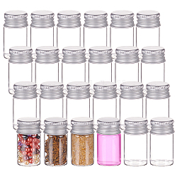 BENECREAT 24 Pack 8ml/0.27oz Mini Glass Empty Cosmetic Jars Clear Small Vials Empty Glass Bottles with Screwed Aluminum Caps for Wishing Message Bottle Liquid Hold Storage
