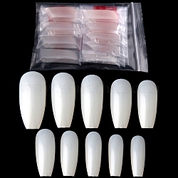ABS Plastic Seamless False Nail Tips, Practice Manicure Nail Art Tool, Natural Color, Beige, 23~31x7.5~14mm, 600pcs/bag