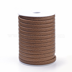 Leather Braided Cords, with Imitation Leather Cords inside, Camel, 10x5mm, about 21.87 yards(20m)/roll
