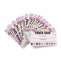 Rechteckige Belohnungskarte aus Papier, Lochkarten für Studenten, Zahlenmuster, 90x50x0.3 mm