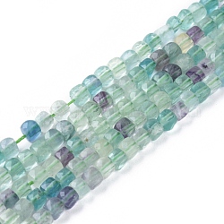 Chapelets de perles en fluorite naturel, facette, cube, 3.5~4x3.5~4x3.5~4mm, Trou: 0.8mm, Environ 101~107 pcs/chapelet, 14.76 pouce ~ 15.55 pouces (37.5~39.5 cm)