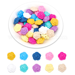 CHGCRAFT 40Pcs 10 Colors Food Grade Eco-Friendly Silicone Beads, Chewing Beads For Teethers, DIY Nursing Necklaces Making, Rose, Mixed Color, 20.5x21x12.5mm, Hole: 2mm, 4pcs/color