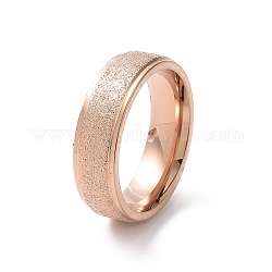 Текстурированное 201 плоское кольцо из нержавеющей стали для женщин, розовое золото , внутренний диаметр: 17 мм