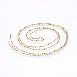 304 Satellitenketten aus Edelstahl, gelötet, mit runden Perlen, golden, 1.6 mm