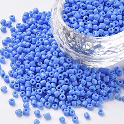Perline semi di vetro, semi di colori opachi, piccole perle artigianali per la creazione di gioielli fai da te, tondo, blu fiordaliso, 2mm, foro:1mm, circa 30000pcs/libbra