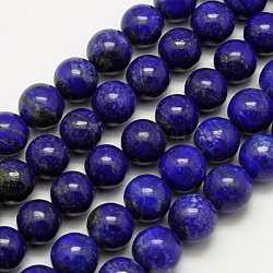 Natural Lapis Lazuli Beads Strands, Grade A, Round, 12mm, Hole: 1mm, about 35pcs/strand, 16 inch
