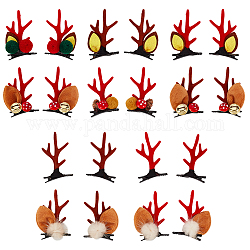 FIBLOOM 10 Pairs Christmas Antlers Hair Clips Cute Reindeer Headband Horn and Ear Glitter Hair Accessory with Plush Ball Festive Hairpins for Women Kids Girls and Party Favors
