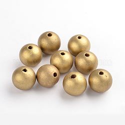 Des perles en bois naturel, perles macramé grand trou, ronde, sans plomb, teinte, or, 24-25 mm de diamètre, Trou: 5mm