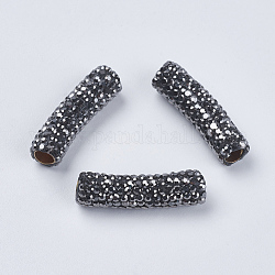 Perles de strass en argile polymère, avec les accessoires en laiton, Tube, or, hématite, 22x6mm, Trou: 3mm