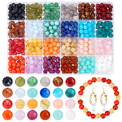 Pandahall elite 24 colori rotondi perle acriliche di pietre preziose imitazione, Two Tone, colore misto, 8mm, Foro: 2 mm, 25 pz / colore, 600 pc