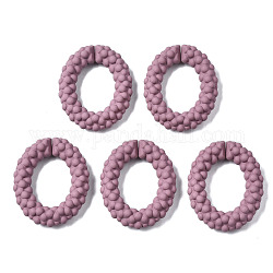 Anelli di collegamento in plastica ccb verniciati a spruzzo, connettori a collegamento rapido, anello ovale, rosa antico, 44x38x8.5mm, diametro interno: 20.5x26mm