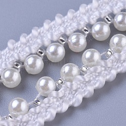 Kunststoff-Perlenimitat Band, Bekleidungszubehör, weiß, 8.5 mm