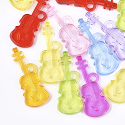 Transparente Acryl große Anhänger, Violine, Mischfarbe, 50x19x7 mm, Bohrung: 4 mm, ca. 170 Stk. / 500 g