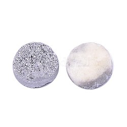 Galvanisieren natürlichen druzy Kristall cabochons, Flachrund, gefärbt, Silber, 16x4~9 mm