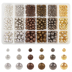 Ph pandahall 588 stück stardust strukturierte perlen, 6 Farbe 3 Größe runde Messing matt Metall Abstandhalter Perlen für DIY Ohrring Armband Halskette Schmuck (4mm, 6 mm, 8mm)